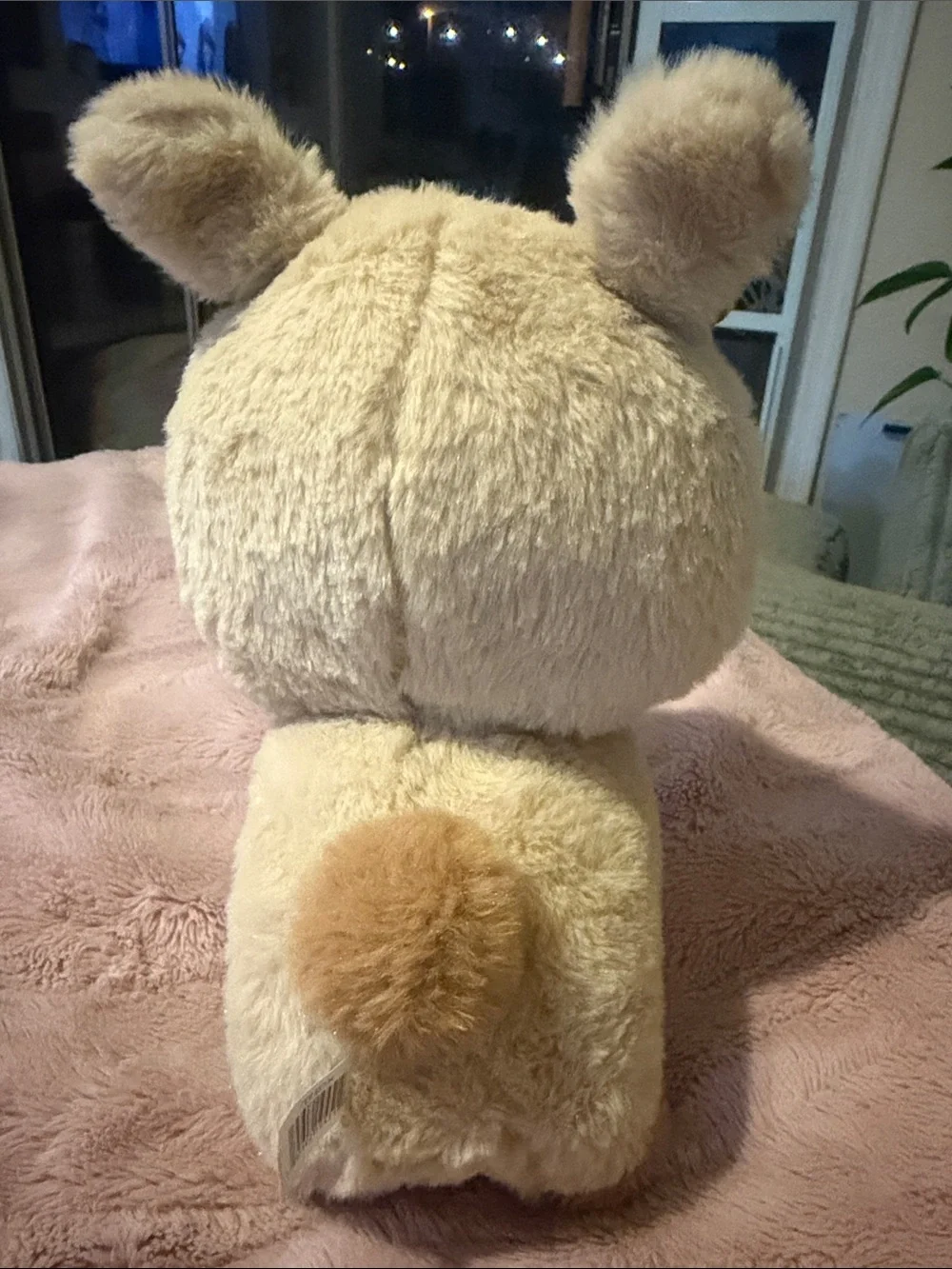 Plush Bunny Headband Accessory in Beige with Pastel Flower Accents